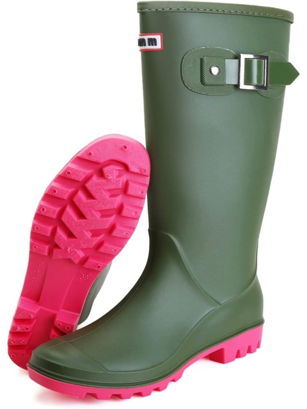 Women's Green Rain Boots Waterproof Rubber Boots Anti Slip Garden Fishing Boots